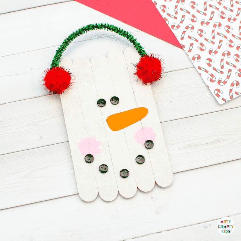 Craft Stick Snowman Ornament - Arty Crafty Kids